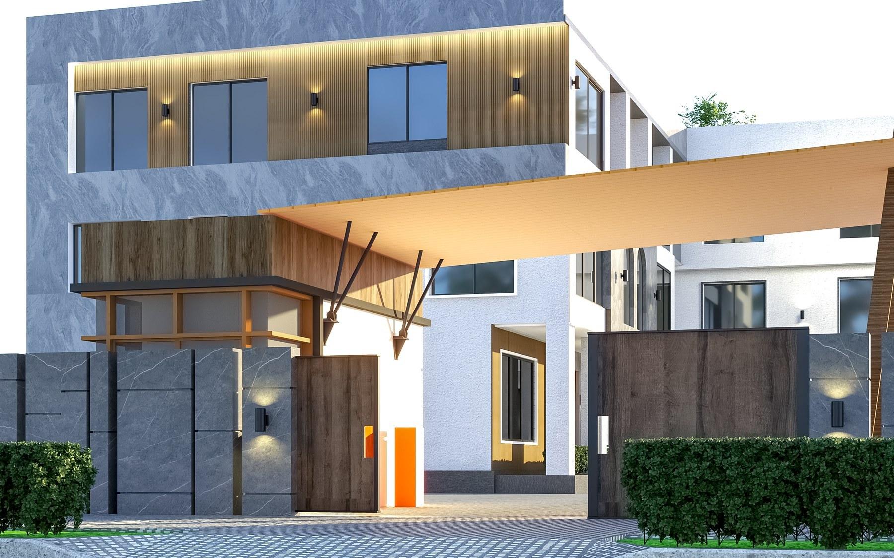 Aerial rendering of The Courtyard property